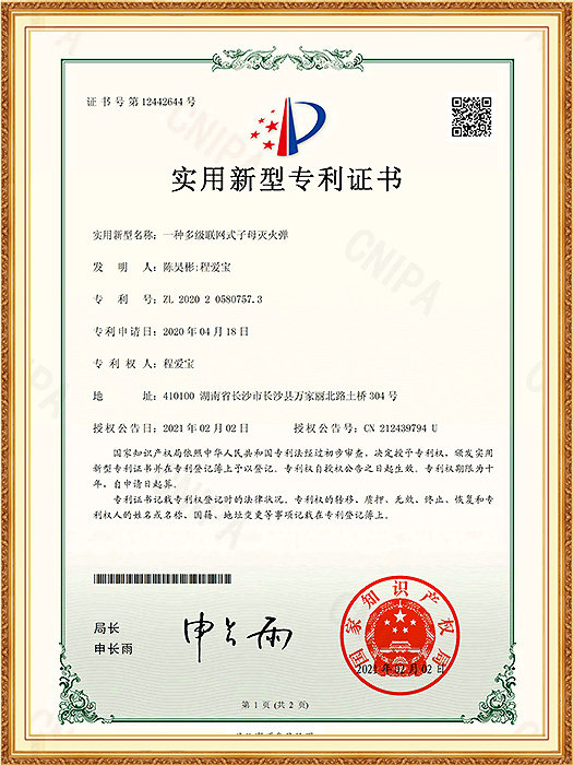 一种多级联网式子母灭火弹—ZL 2020 2 0580757.3